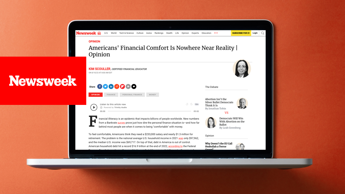 Lea y comparta el último artículo publicado en la revista NewsWeek escrito por Kim Scouller: "La comodidad financiera de los estadounidenses no se acerca a la realidad"