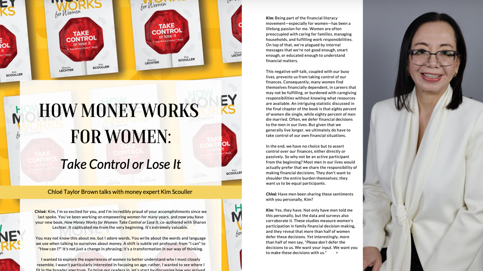 Nueva entrevista con Kim Scouller en Flourish Magazine sobre "HowMoneyWorks: Toma el control o piérdelo"
